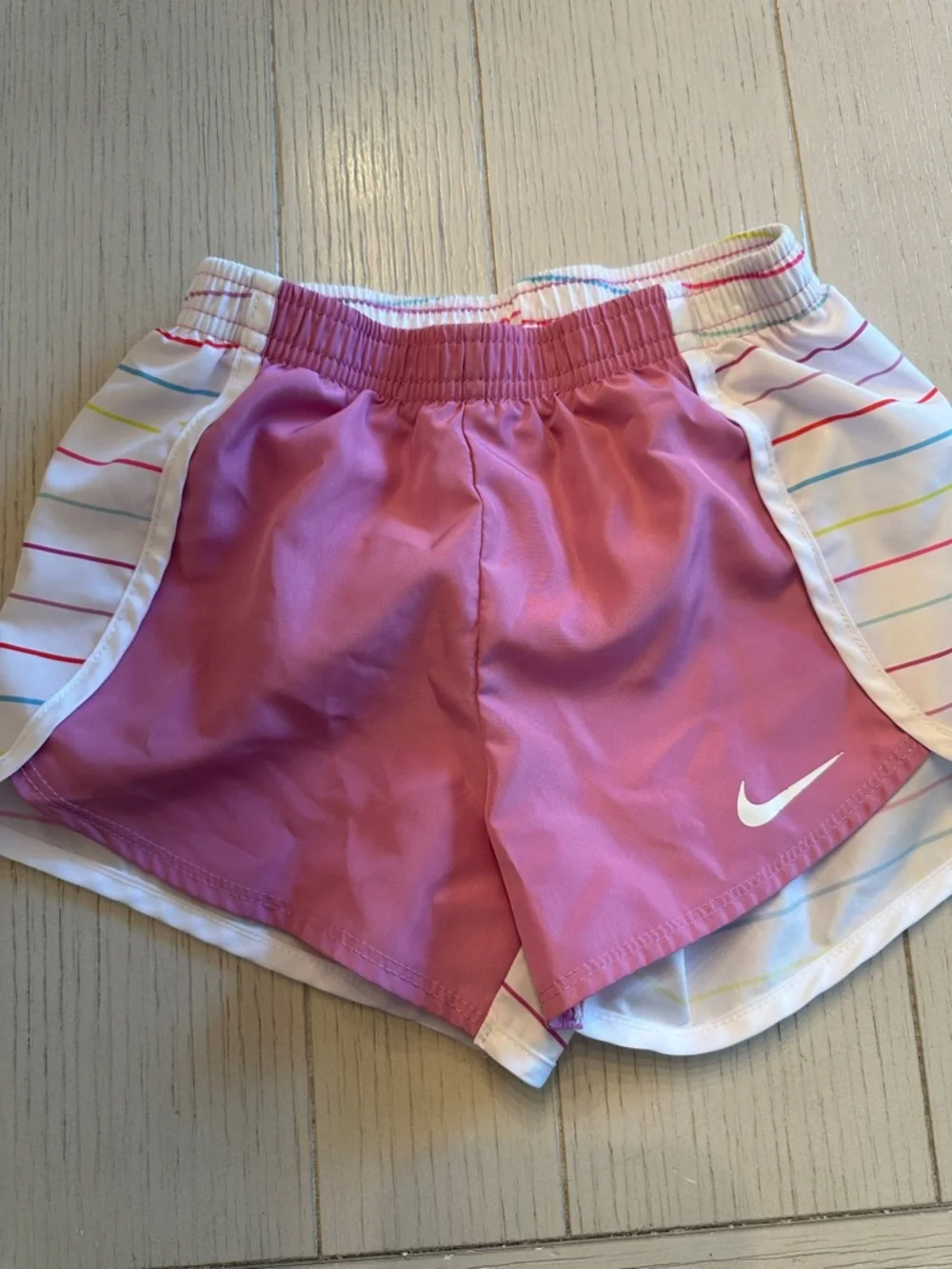 Nike Girls' Charcoal Gray Tee with Pink Rainbow-Accent Shorts - Picture 4 of 5